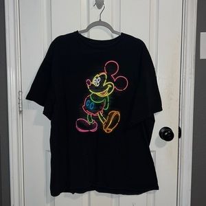 Disney Mickey Mouse Neon Lights Black Shirt XXL